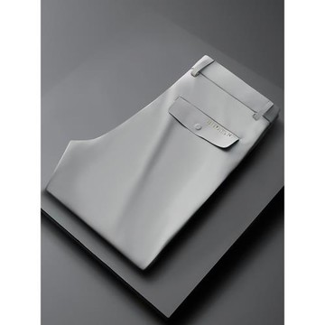 輕奢無痕垂感西裝褲男春秋免燙直筒休閑褲男士修身彈力小腳長褲子