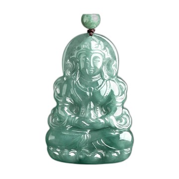 LEEHER 翡翠項鍊 翡翠度母觀音 禮物 油青冰種 玉石 招財 掛件 吊墜項鍊 123