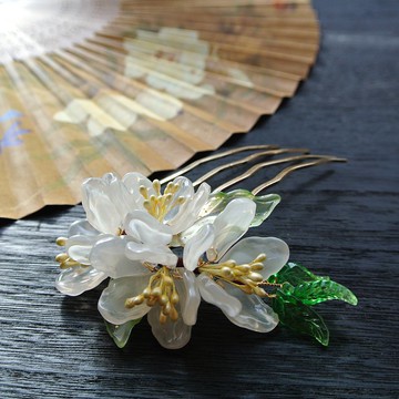 【墨徽閣】滿桃花軟簪/髮釵/四齒大髮梳-共六色