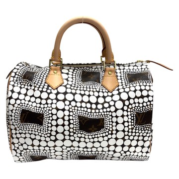 LOUIS VUITTON LV 路易威登 草間彌生聯名 棕色 原花帆布 Speedy 30 波士頓包 M40690 【二手名牌BRAND OFF】