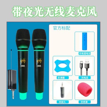 新款一拖二藍牙麥克風網紅k歌話筒家庭戶外便攜式夜光無線麥克風【北歐家居生活】