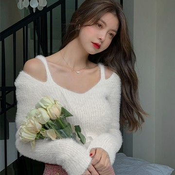 韓版小心機露肩氣質顯瘦毛衣【W447】