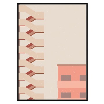 菠蘿選畫所 幾何建築II 畫作 59.4 x 42cm 黑色外框 - 現代簡約居家裝飾  黑色