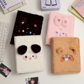 💗台灣現貨💗卡片收藏冊 可愛動物刺繡毛絨相冊 拍立得收藏本 明星卡收藏冊 活頁冊 少女照片收藏 A03