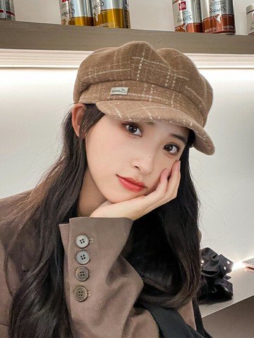 八角帽女秋冬小香風日系畫家帽英倫百搭貝雷帽復古大頭圍春秋新款