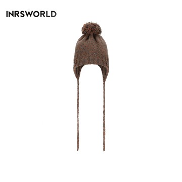 飛行帽 【ISW】悉心界針織無帽檐飛行帽-棗褐 設計師品牌