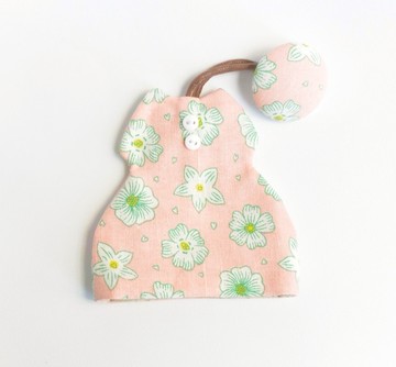 蓬蓬裙洋裝鑰匙包 - 白花