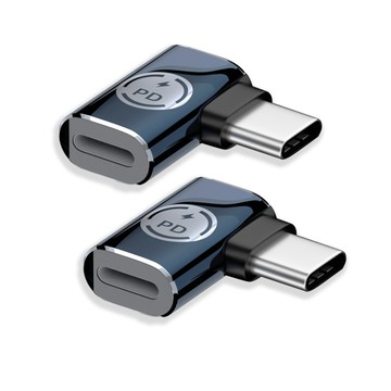Type C公 - C母 UniSync Apple專用Type-C轉Lightning PD35W快充傳輸轉接頭 側彎/2入