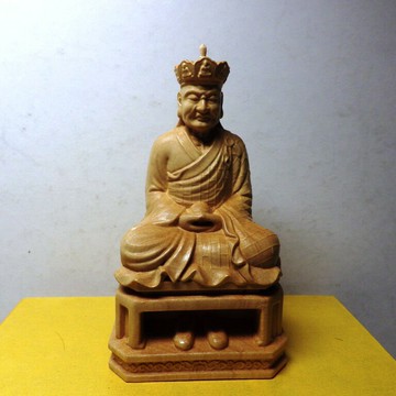 黃楊木精雕清水祖師爺(高10公分)