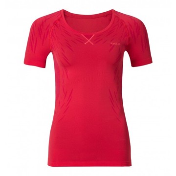 ├登山樂┤瑞士 ODLO 女排汗衣短圓領無縫輕質銀離子-夕陽紅/粉紅 # 18404130286