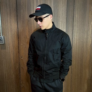 美國百分百【全新真品】Ralph Lauren 外套 立領夾克 RL 棒球外套 男款 綠格紋內襯 上衣 黑色 BC77