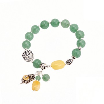 綠草莓晶蜜蠟貔貅手鍊