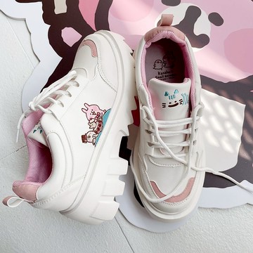 Paidal x卡娜赫拉的小動物 愛麗絲系列瘋帽客下午茶厚底齒輪鞋-白