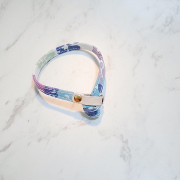 貓 項圈 紫色復古拚色塊 厚棉布 贈鈴鐺