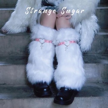 怪糖飾物集原創手工毛絨仿皮草腿套襪套堆堆襪暗黑亞文化粉色白色