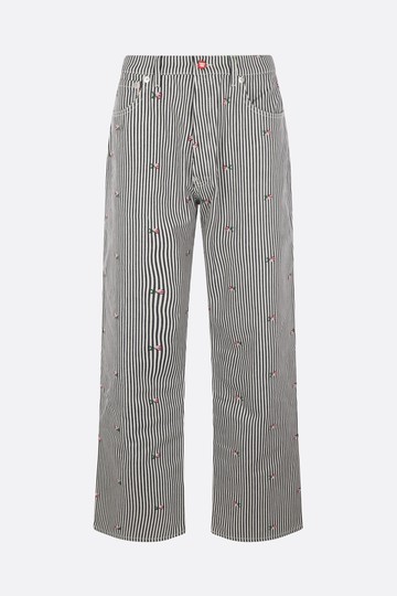 KENZO Suisen relaxed-fit jeans in striped denim with Flower embroideries Man