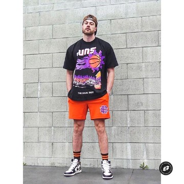EE美式復古網眼四分運動短褲籃球短褲男夏季潮牌時尚寬鬆健身透氣運動短褲美式籃球褲網面透氣短褲大尺碼短褲五分褲籃球褲男