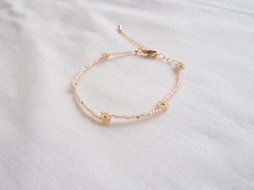 串珠手鍊 【 retro pink 】 復古手鍊 花朵