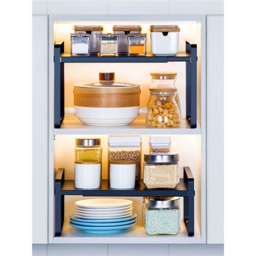 可伸縮廚房分層架櫥柜隔層桌面置物架隔板柜內收納架碗碟架鍋架子