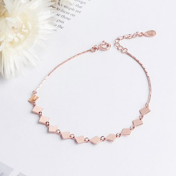 [925純銀]愛麗絲的方塊幾何手錬【SL502】-玫瑰金