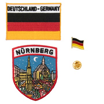 熱燙補丁DIY袖標 三件組夜晚紐倫堡地標刺繡+德國國旗刺繡+徽章 布藝 布裝飾布貼 補丁 服飾布章 臂章 布標 刺繡燙布貼【領券滿額再折千12/31止】