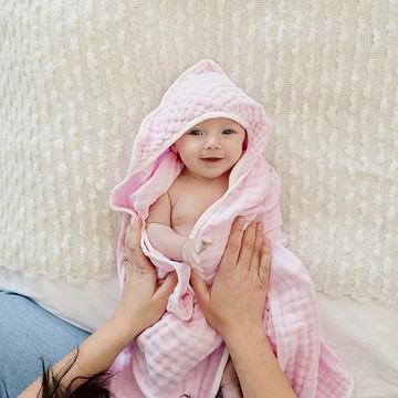 【L'Ange 棉之境】6層紗布連帽浴巾(多款可選)