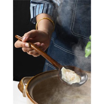 日式加長柄大號拉面勺子網紅吃播湯勺木質家用勺螺螄粉大頭拌飯勺