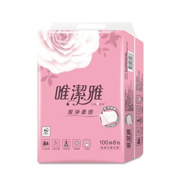 [箱購]唯潔雅潔淨柔感抽取式衛生紙100抽6包x 12Bag袋