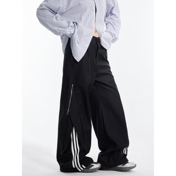 李會贏LHY 美式復古寬松直筒運動西褲女闊腿休閑條紋爵士跳舞衛褲