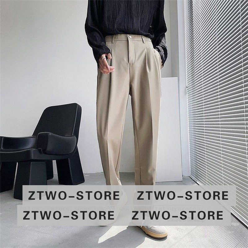 3色 メンズ ワイドレッグスラックス カジュアル ルーズ パンツ Lui's スラックス ワイドストレートパンツ メンズ : ZOZOTOWN