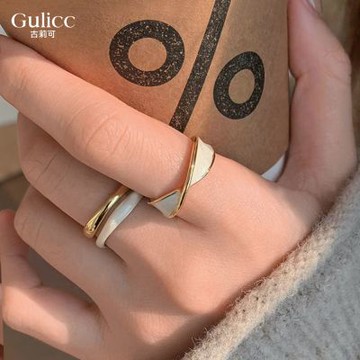 Gulicc 金色 交叉 滴釉 氣質 女戒(戒指 尾戒 食指戒 指環 禮物 生日禮物 雙11 聖誕節)