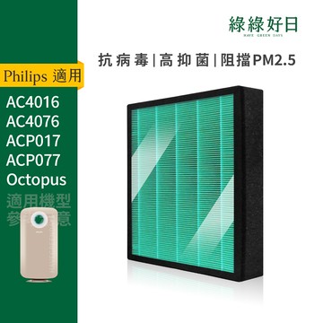 適用 Philips飛利浦 AC4076 AC4016 ACP017 HEPA抗菌濾心 蜂顆活性碳 複合式濾網 綠綠好日