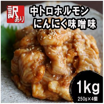 ふるさと納税 舞鶴市  焼肉 中トロホルモン シマ腸 1kg(250g×4) にんにく味噌味