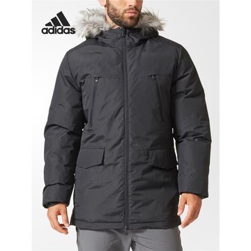 Adidas/阿迪達斯官方正品男子戶外中長款連帽保暖運動棉衣CF0879