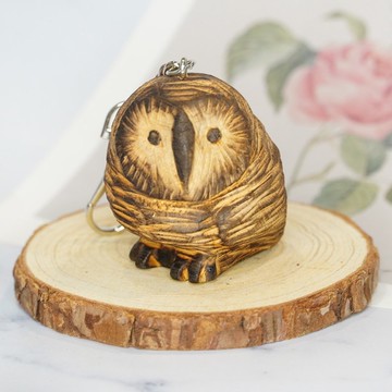 黃檜草鴞鑰匙圈木雕貓頭鷹owl-郭國慶原創