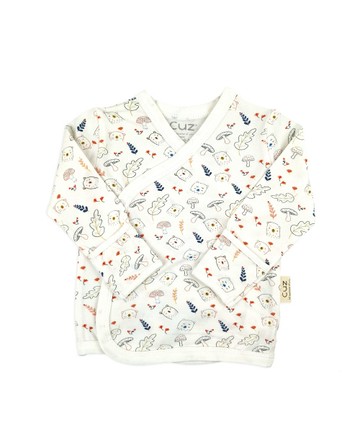 插畫細線條(有機棉反摺袖肚衣)0-3m