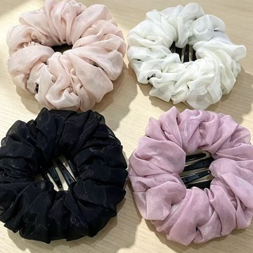 🔥爆款升級🔥大餅抓夾 抓夾式雪紡髮圈 高馬尾固定神器透氣不勒髮 懶人必備丸子頭髮飾 抓夾 髮夾 髮飾 頭飾 安全抓夾