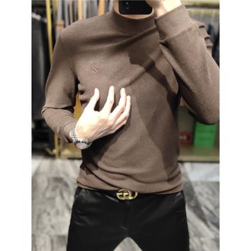 秋冬款男士商務時尚休閑長袖毛衫休閑百搭半高領彈力舒適打底衫T