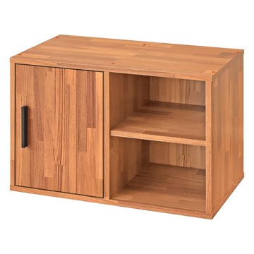 《HOPMA》簡約單門二格櫃 台灣製造 收納櫃 置物櫃 書櫃 櫃子-拼版柚木