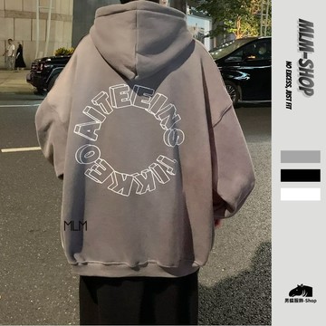 【超絕質感！臺灣出貨】圓環線條字母印花帽T 男女同款 寬鬆版型 美式高街風格 日常百搭 通勤休閒穿搭【MLM】