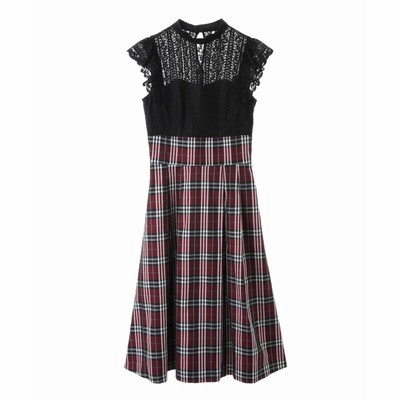 トランテアン ソン ドゥ モード レース切替チェックフレアワンピース レディース レッド 38 M 31 Sons De Mode 通販 Lineポイント最大get Lineショッピング