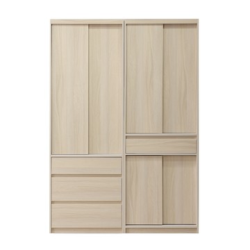 直人木業-雲白淺榆木滑門衣櫃組150公分(三抽+中一抽)