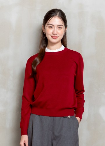 *暖柔愜意微落肩羊毛針織衫