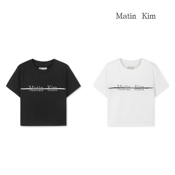 【MATIN KIM】MATIN KIM切線LOGO短版上衣 雙色 官方直營