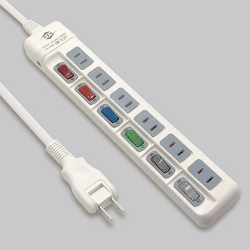 ～台灣製造～【過載斷電6開6插延長線】6、9、15尺/延長線/顏色隨機/CK2661