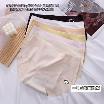 🌸台灣免運🌸簡約少女無痕内褲 冰絲中腰波浪邊内褲 冰絲内褲 可愛卡通印花内褲 石墨烯抗菌内褲 少女内褲 學生内褲 内褲女