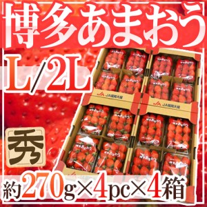 福岡産いちご ”博多あまおう” 秀品 L 2Lサイズ 約270g×4パック×《4箱》 送料無料