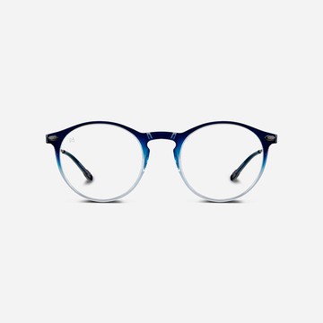 法國Nooz抗藍光平光眼鏡鏡腳便攜款(透明款)橢圓雙色漸變藍色透明