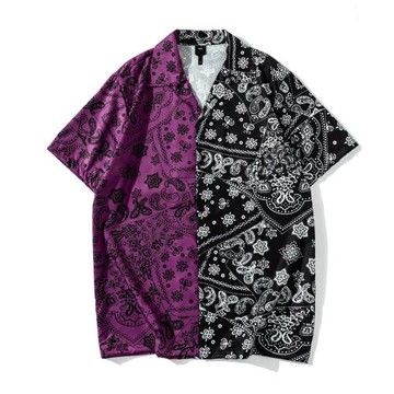 2022 Men Patchwork Two Tone Cashew Flower Shirt 腰果花襯衫