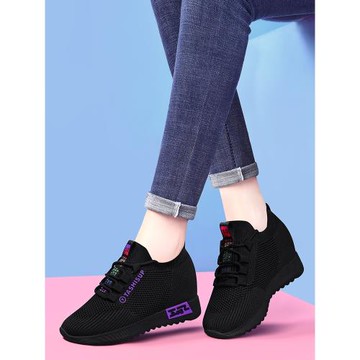 加絨內增高女鞋2026新款春季保暖舒適鞋子軟底中老年媽媽運動鞋女